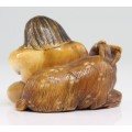 RAR: netsuke de perioada Edo. sculptura in fildes patinat. cca 1850. Japonia